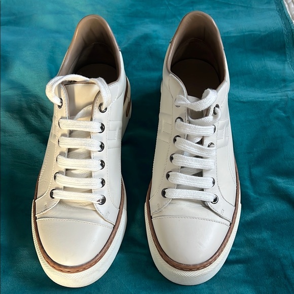 Hermes Calfskin Polo Sneakers 37.5 White - Picture 5 of 16
